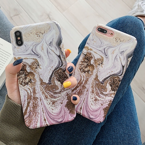Accessories - Pink and Gold Fashion Marble iPhone XR Case